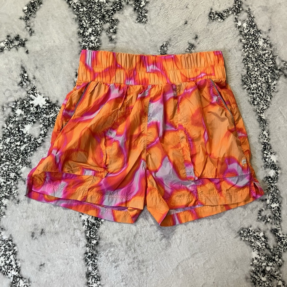 Fabletics Shorts Womens Size Large Ultra High Waisted Piped‎ Nylon Multicolor